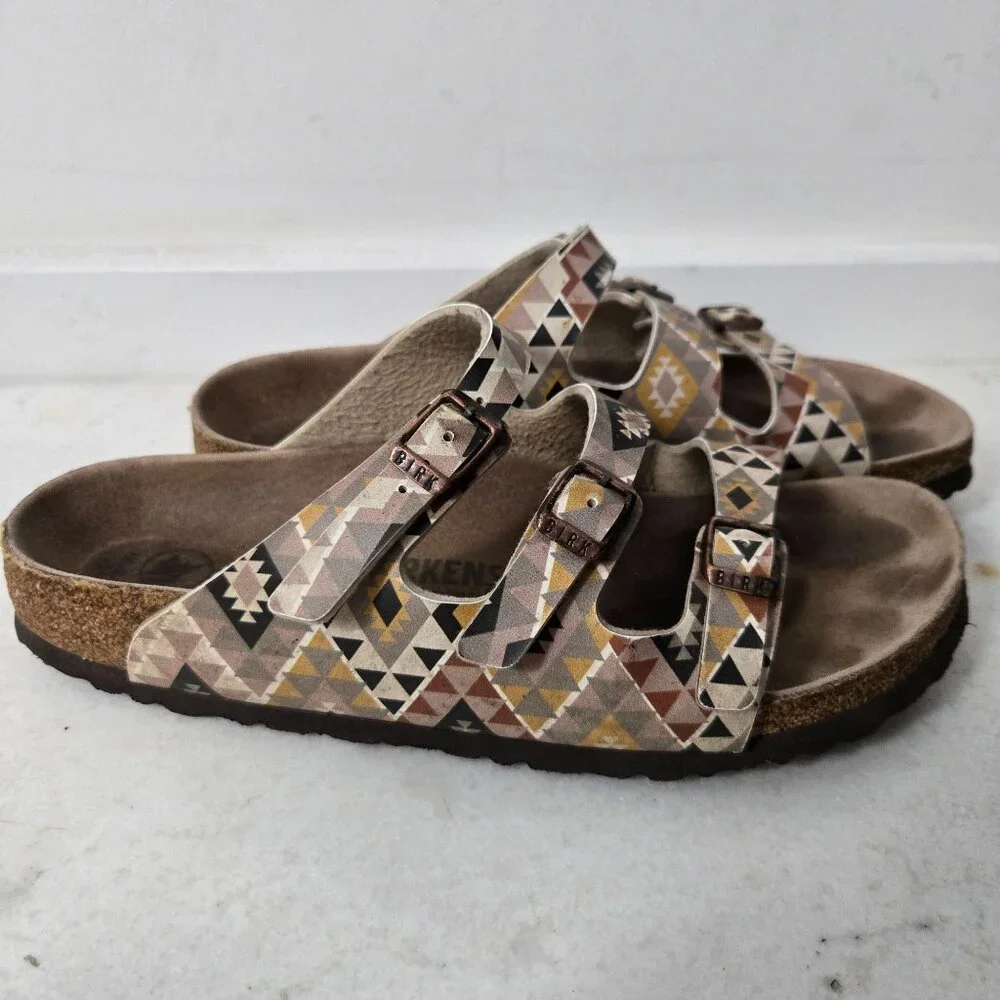 Birkenstock Florida Size 8 Fresh Vegan Ethno Mocha Birko-Flor Sandals - Picture 6 of 14